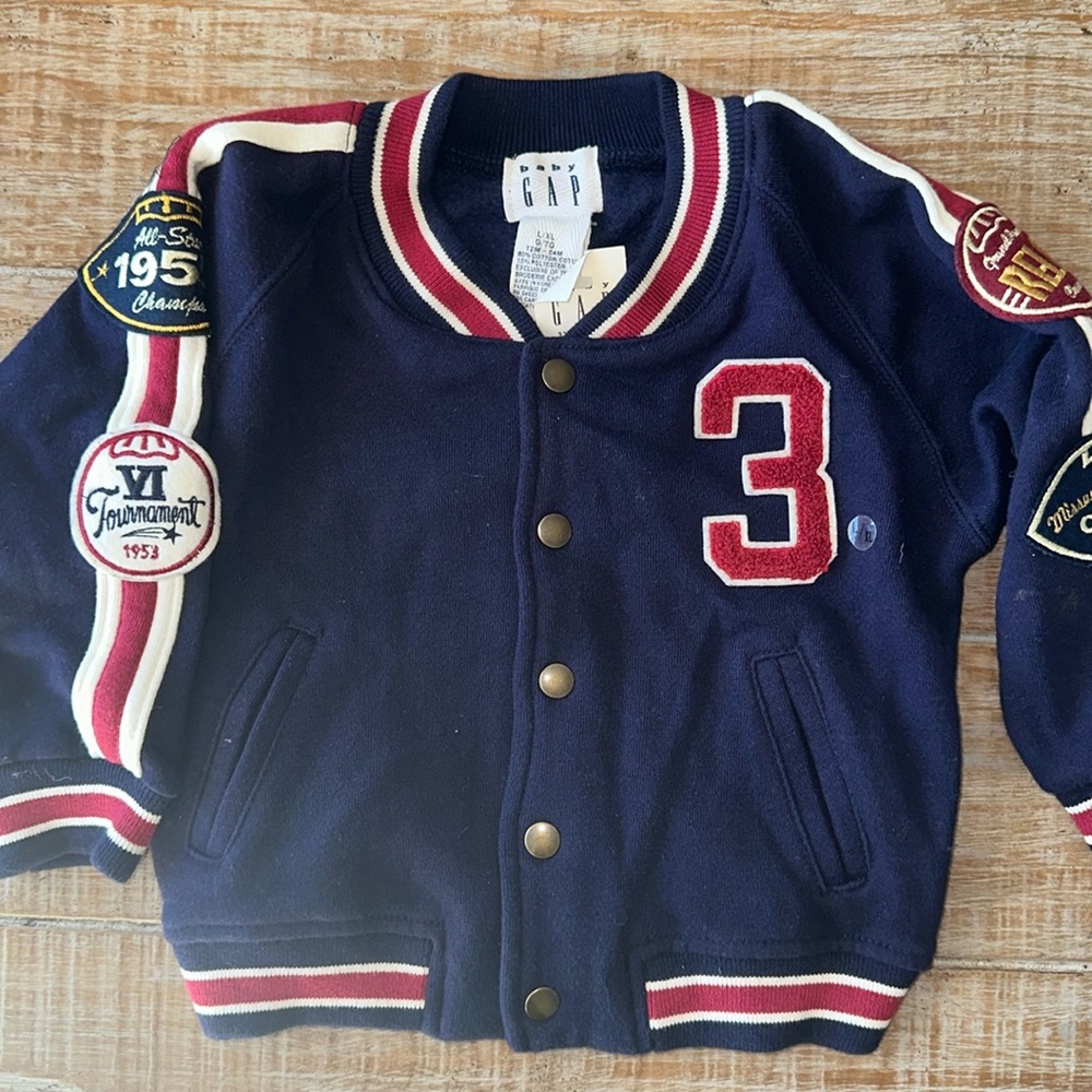 NWT VINTAGE GAP BOYS VARSITY FLEECE JACKET
